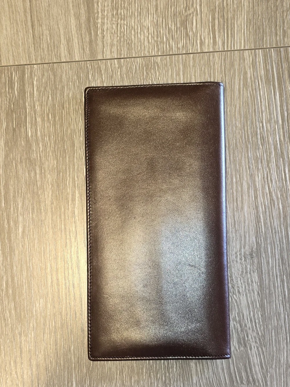 Vintage GIVENCHY Brown Smooth Leather Long Wallet Gold Hardware-Made in Spain